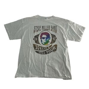 Vintage Steve Miller Band Shirt Mens XL White 90s 97 Jokers Ball Tour Winterland